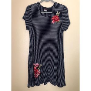 Discrete Stipe/Floral Maxi/Mini dress XL